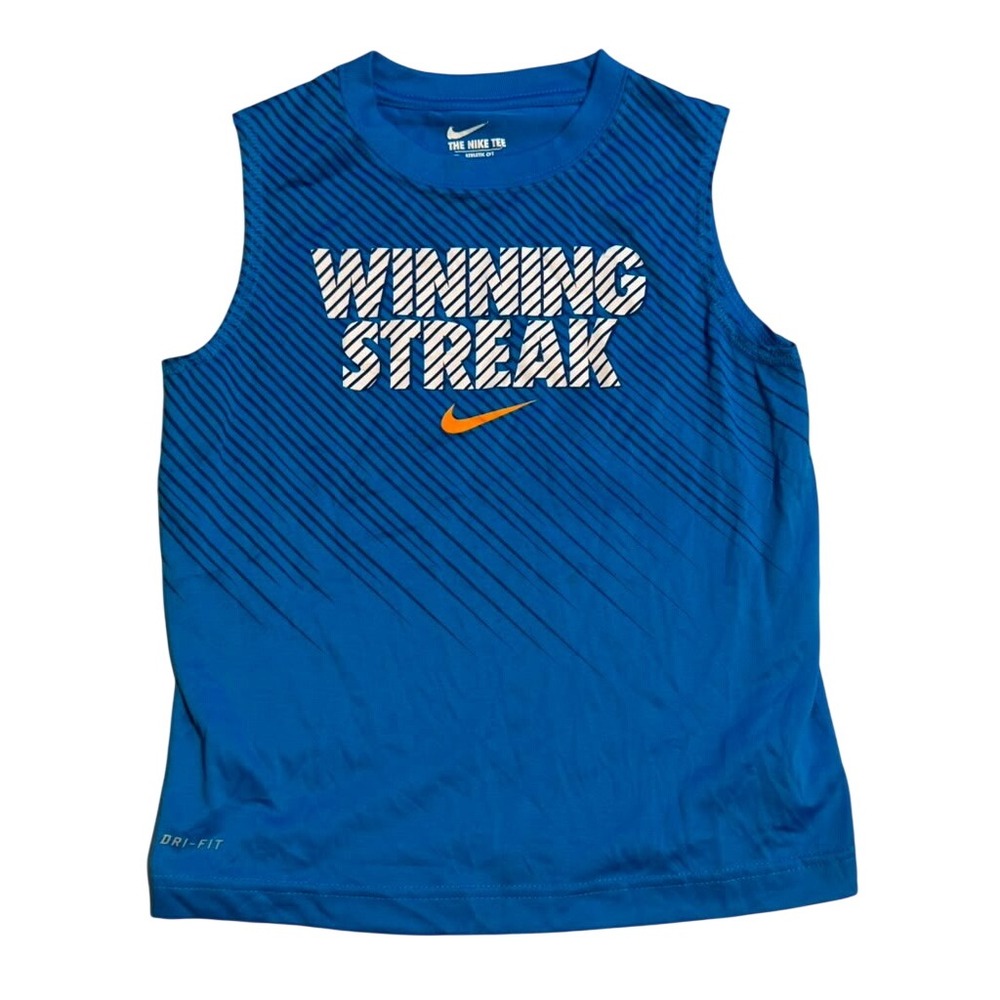 Nike Boys Blue Winning Streak Dri-FIT Sleeveless Graphic Tank Top Size 6